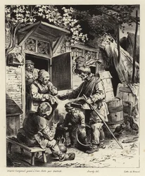 Straßenverkäufer ruft an einem Haus